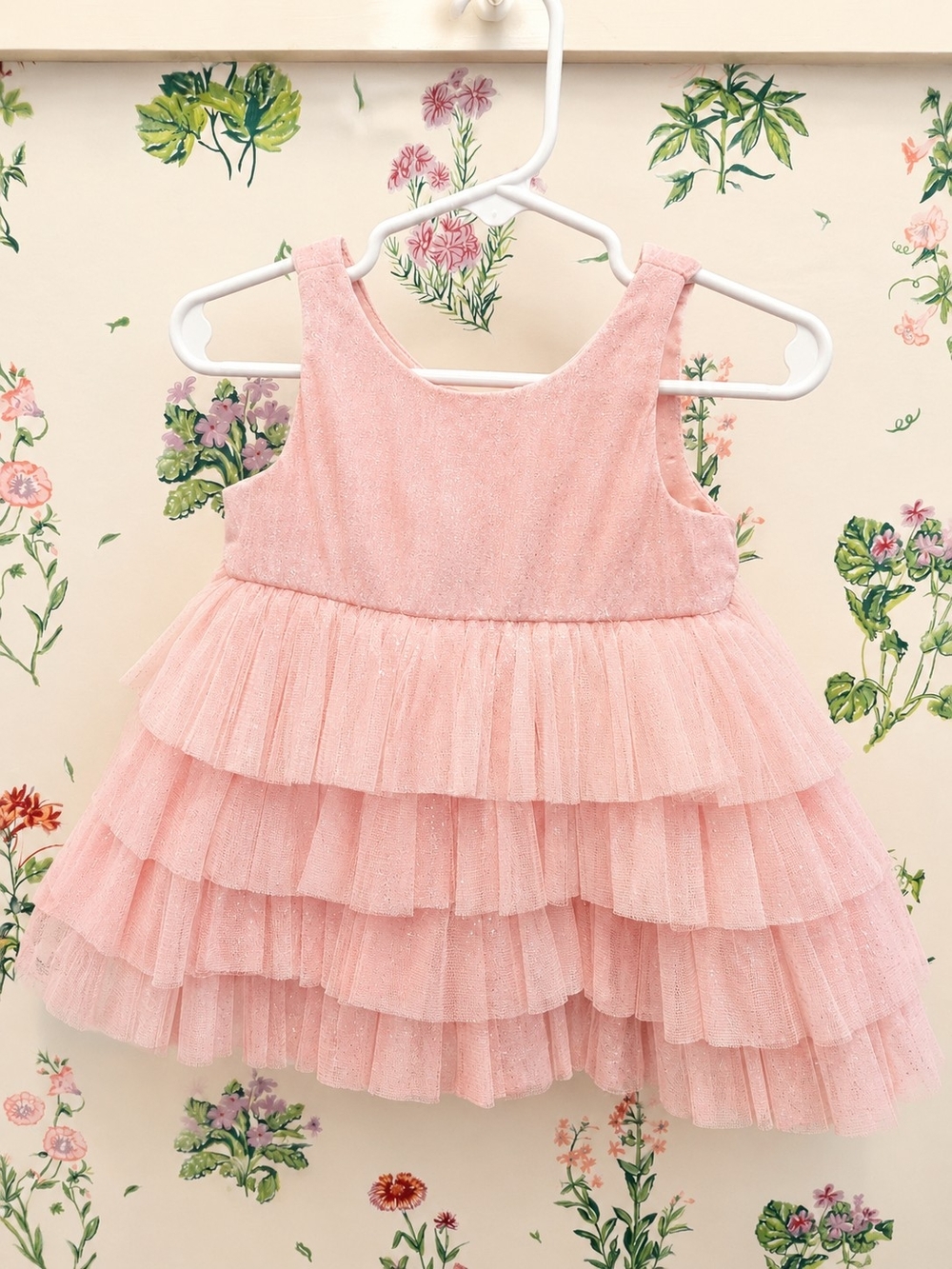 American Princess Pink Tiered Tulle Party Dress, 12m